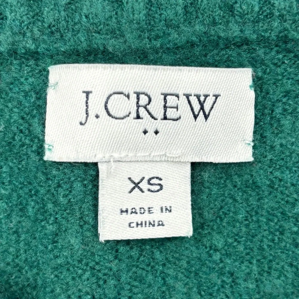 JCrew Extra Soft Yarn Crewneck Sweater Womens XS Green Wool Blend Knit BB083